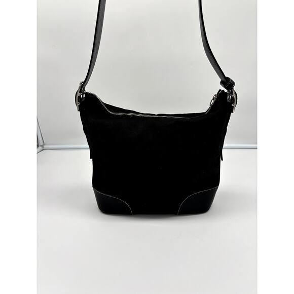 Authentic Y2K Coach Legacy Hobo Black Sig Sateen & Leather Trim Crossbody 6347 - Picture 1 of 5